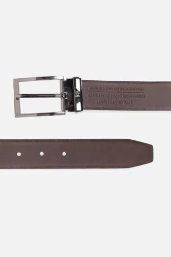 Image of Louis Philippe Men's 100% Italian Leather Matt Gun Metal Buckle Formal Reversible Belt