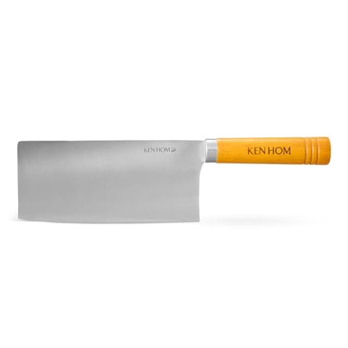 Ken Hom Stainless Steel Cleaver Knife with Wooden Handle 18 cm/7in Excellence Kitchen Knife/Chef Knife Includes 1 x Chinese Knife Not Dishwasher Safe 2 Year Guarantee KH518