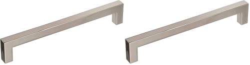 Image of Amerock | Cabinet Pull | Polished Nickel | 6-5 /16 inch (160 mm) Center to Center | Monument | 2 Pack | Drawer Pull | Drawer Handle | Cabinet Hardware