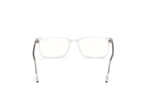 Image of Tom Ford Eyeglasses FT 5735 -B 026 Shiny Crystal, Palladium t Logo /Blue Bloc
