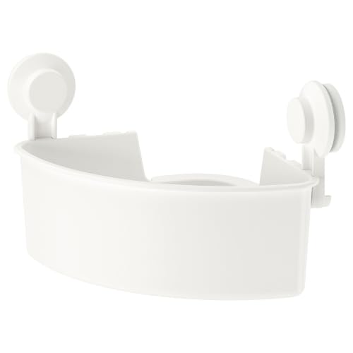 Beyaz Duş Sepeti Üçgen Model Banyo Raf Vantuzlu Sepet