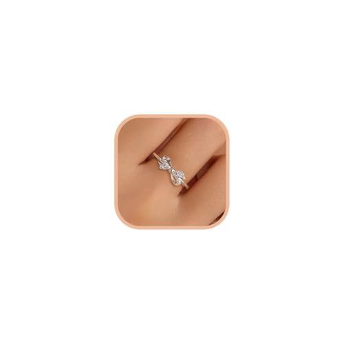 IPEPPY 925 Sterling Silver Bow Rings for Women Mother Daughter (Silver 8)