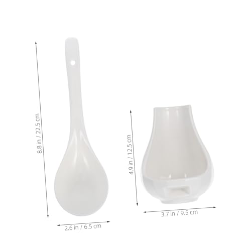 Cuillère à soupe céramique large blanche avec support COLLBATH