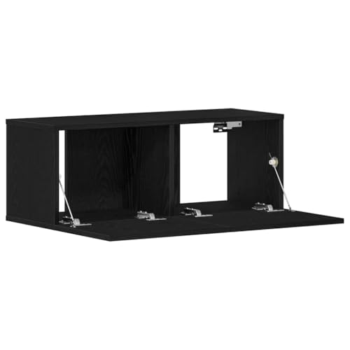 Meuble TV noir aspect chêne idéal pour optimiser un studio moderne