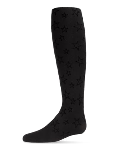 MeMoi Girls' All Over Star Flocked Opaque Tights