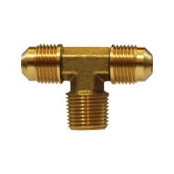 10205 Branch Tee, 1/4 in Male Flare x 1/4 in Male Flare x 1/4 in Male NPTF, Brass (2 Pack)