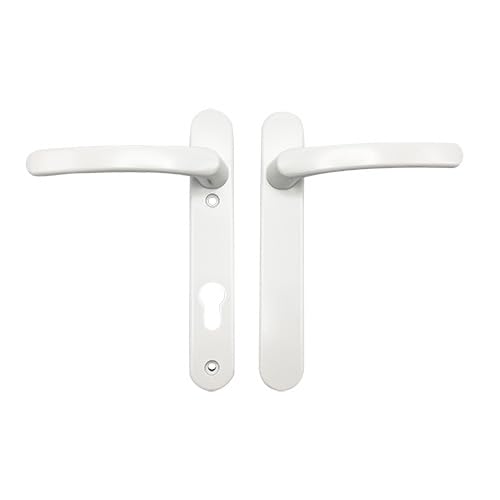 TSS UPVC Door Handles Set with Blank External (Dummy) - Lever/Lever - 92mm PZ (Centres) - 122mm Screw to Screw - Backplate 211mm X 34mm Replacement Dummy UPVC Door Handles (White)