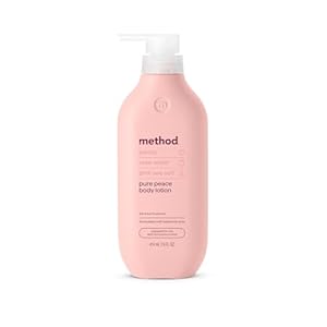 Method Body Lotion, Pure Peace, Rose Water, Peonies + Pink Sea Salt notes, 24 Hours of Moisture, 14 oz
