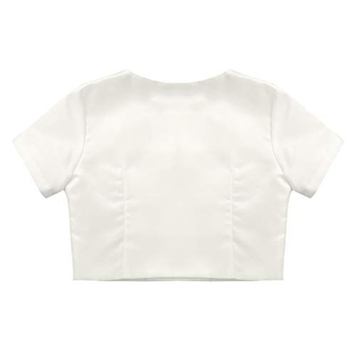 ACSUSS Kids Girls Satin Short Sleeve Bolero Buttons Cardigan Shrug Beidesmaid Flower Dress Cover Up Short Coat Jacket4
