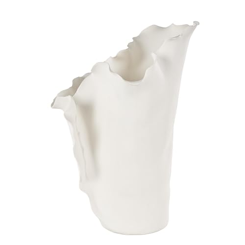 Image of Deco 79 Ceramic Floral Decorative Vase Abstract Floral Inspired Centerpiece Vase, Flower Vase for Home Decoration 9 inch x 11 inch x 16 inch, Cream