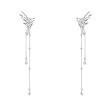 Pendientes largos de plata para cartílago trepador envueltos en la oreja, estilo vintage, con ganchos largos para regalo