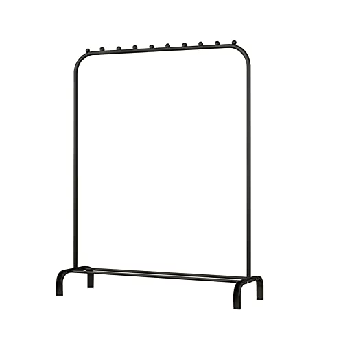 XJYMCOM Heavy Duty Clothes Rail 146X110X40cm Garment Rail with Shelves Freestanding Metal Cloth Hanger Rail Stand Clothes Drying Rack with Lower Storage Shelf (Black) (1)