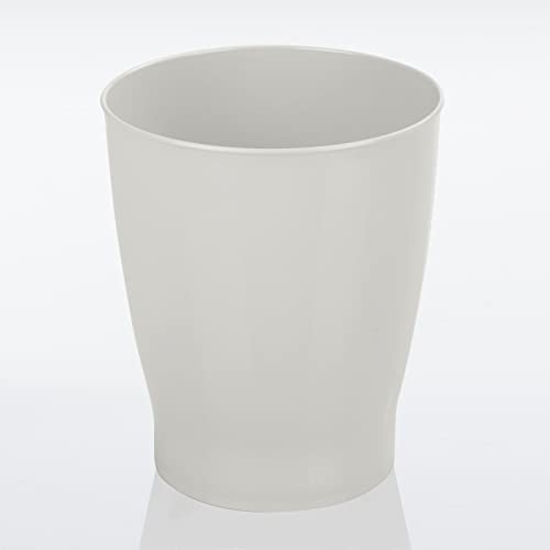 Image of mDesign Round Plastic Bathroom Garbage Can, 1.25 Gallon Wastebasket, Garbage Bin, Trash Can for Bathroom, Bedroom, and Kids Room - Small Trash Can - Fyfe Collection - Light Gray