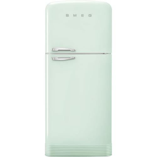 Image of Smeg FAB50 Retro Style Refrigerator - 19.28 cu. ft. Freestanding Fridge-Freezer, Dual Cooling, No-Frost, Adjustable Glass Shelves, Chrome Handle - Pastel Green - Made in Italy