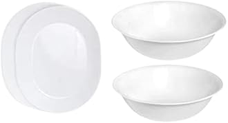 Corelle 12-1/4-Inch Serving Platter, Winter Frost White - 2-Pack with 2-Quart Serving Bowl, Winter Frost White 2PK - Set of 4