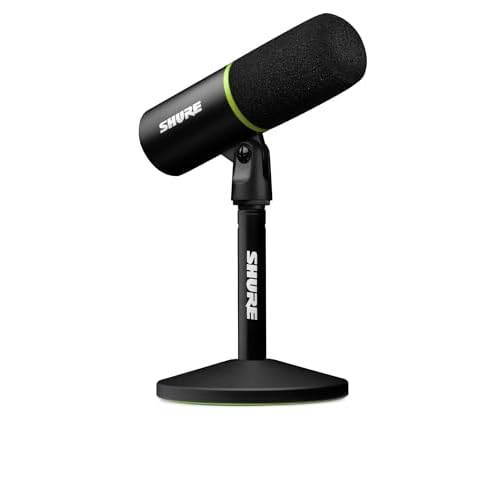 Shure MV6 Gaming Microphone, Dynamic USB PC Mic for Video Games & Streaming – Desktop Stand, Background Noise Cancellation, Tap-to-Mute & 3.5mm Output for Real-Time Headphone Monitoring