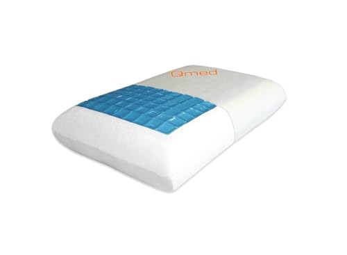 Qmed Sleeping Pillow Made of Memory Foam and Cooling Gel, 60 x 40 x 13 cm, for More Refreshment During Sleep and a Cooling Feeling on Hot Days, Ergonomically Shaped, for Back and Side Sleepers