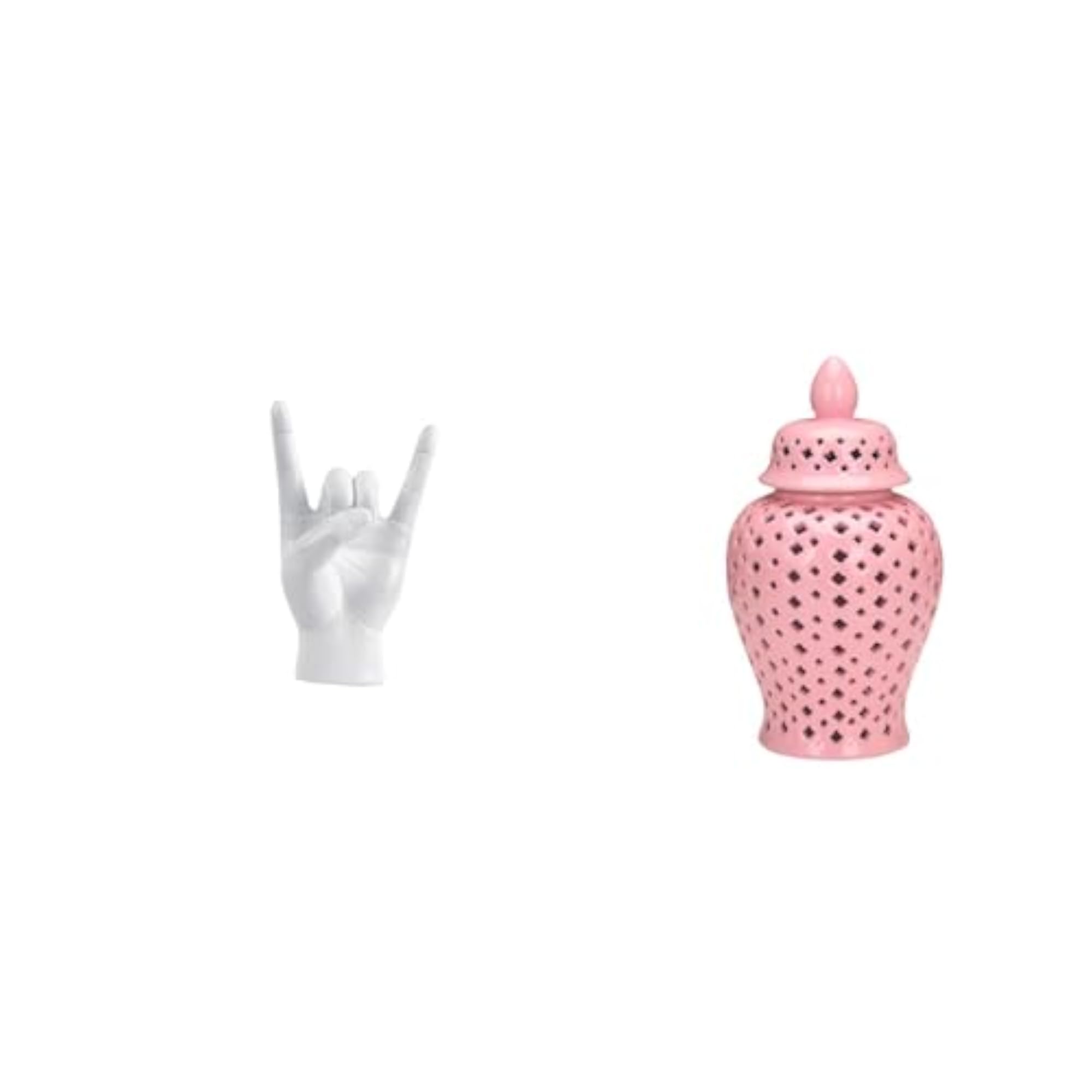 Rock Hand Gesture Statue Ceramic Ginger Jar