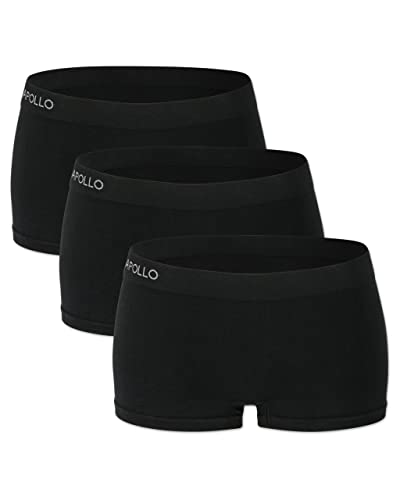ORIGINAL BASICS Damen Boxershorts Nahtlos | Panty mit Baumwolle | Seamless Hipster Hotpants | Basic für Alltag & Freizeit (3er Pack) Schwarz S (36)
