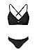 CUPSHE Bikini Set for Women Two Piece Swimsuit V Neck Knot Crisscross Low Waist Bathing Suit L, Black