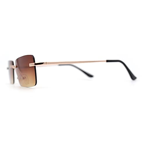 SA106 Rimless Rectangular 90s Elegant Metal Rim Sunglasses3