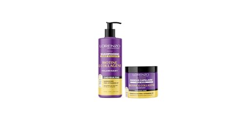 Lorenzo - CARE PACK - Champú y Mascarilla con Biotina y Colágeno - 2x500 ml