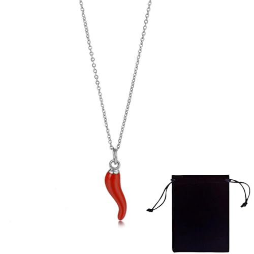 Collar para hombre y mujer, con colgante de cuerno italiano en 3D, cadena de acero inoxidable 316L, amuleto de la suerte, joyería de la suerte, regalo para hombres y mujeres