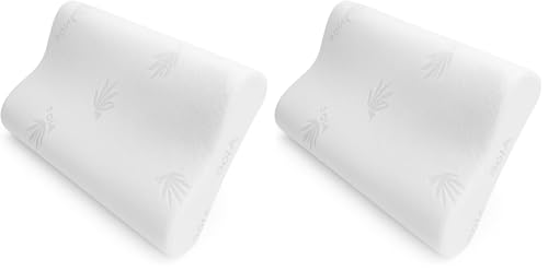 amuéblate online   Almohada Cervical y Cuello Viscoelástica Cojín Ortopédico para Dormir, Antiácaros Antialérgico y Transpirable Ideal para Dolores de Cuello, Funda Aloe Vera Extraíble y Lavable