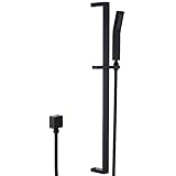 YUESIMATE Matte Black Shower Head with Slide Bar Combo Wall Mounted Copper Handheld Shower Kit with...