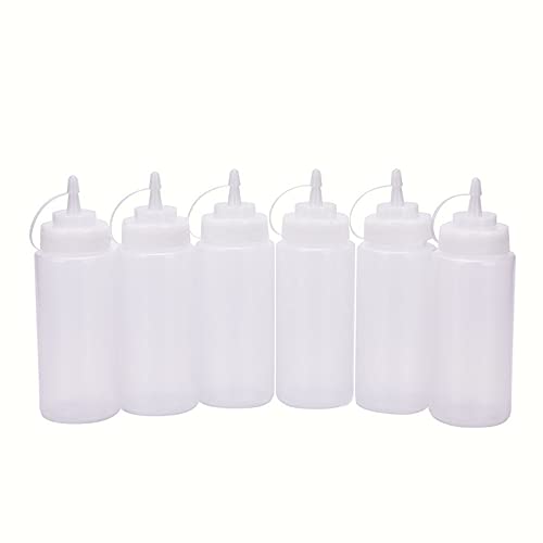 Plastic Translucent White Squeeze Condiment Bottles With Tip Cap,16 Oz,Set Of 6Pcs #TOP1