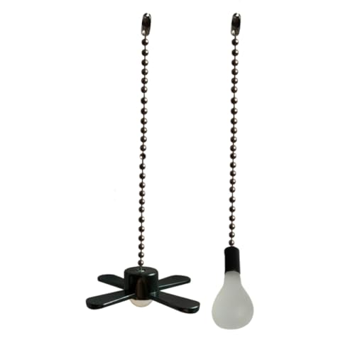 Image of Pull chain, Ceiling Fan Pull Chain Extender,3.3mm Diameter Beaded Ceiling Fan Pull Chain Decorative Light Bulb and Fan 12 Inches Fan Pull Chain Set Black, 4Pcs