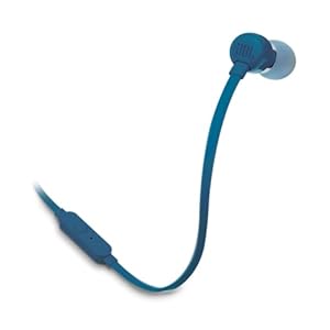 JBL Tune 110 – In-Ear Kopfhörer mit verwicklungsfreiem Flachbandkabel und Mikrofon - Blau – Für grenzenlosen Musikgenuss mit der Pure Bass Sound Technologie