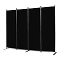 Room Divider, 4 Panel Folding Privacy Screens with Wider Feet, Black