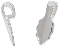 Aanraku Bails - 50 Small Silver Plated. Single Oak Leaf Design. Glue on. Great for Making Dichroic, Glass & Wooden Tile Jewelry Pendants.