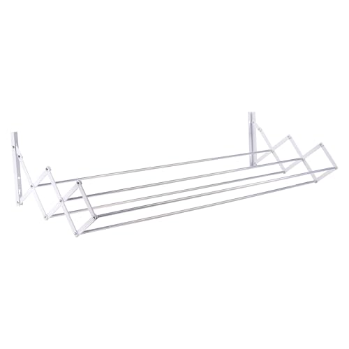 Cofan Tendedero Extensible de Pared en Aluminio Pulido 100 cm | con 5 Varillas y un área de tendido de 5 m | Tornillos y Tacos de fijación incluidos | Resistente a la corrosión