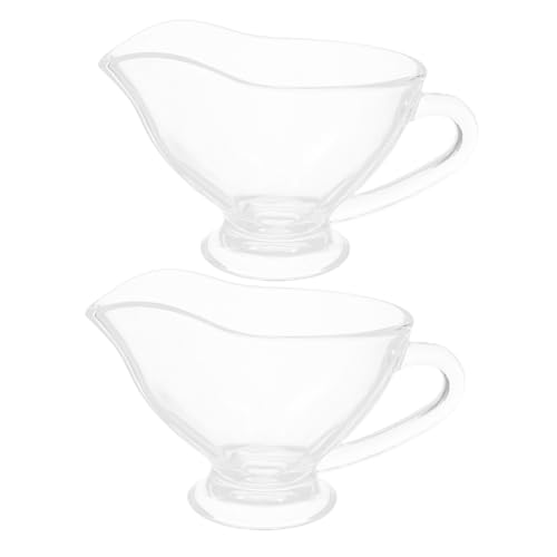 DECOMELODY 2 pezzi Salsiera in Vetro Trasparente con Manico Dispenser per Salsa e Condimenti da Vaschetta per Salsa Crema e Latte Facile da Pulire e Conservare per Cucina e Tavola