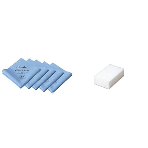 Vileda Professional Bayeta PURmicro Activa Azul Unidades + Estropajo miraclean
