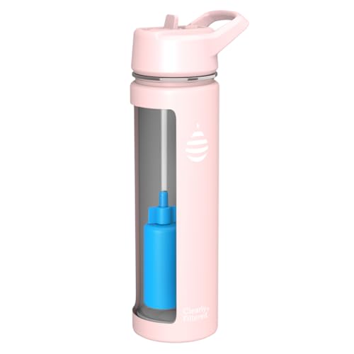 Clearly Filtered Water Bottle | Removes 220+ Contaminants, Double-Wall Insulated Stainless Steel, BPA/BPS Free, Phthalate Free, Filters Flouride Lead Chlorine (20oz, Blush)