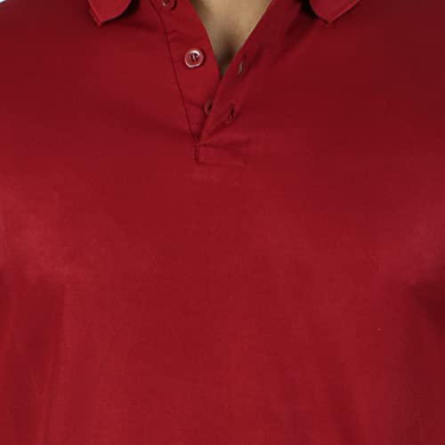 Image of Regular Fit Solid Men Polo Neck Collar T-Shirt Pack of 1 Maroon