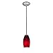 Merlot - E26 LED Rod Pendant - Brushed Steel Finish - Red Sky Glass Shade