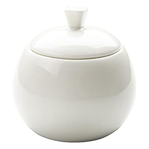 Sizikato Pure White Porcelain Sugar Bowl with Lid, 14 Oz Salt Bowl for Kitchen or Restaurant