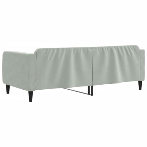 Sofá cama de terciopelo gris claro y somier de 90x190 cm con acabado textil sofisticado 7