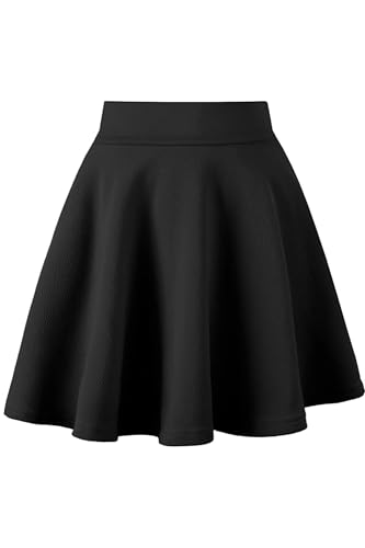 Avidlove Mini Jupe Femme Sexy Ligne A Taille Haute Courte Jupe Patineuse Élégante Plissée Extensible Basique Décontractée Tennis Noir L
