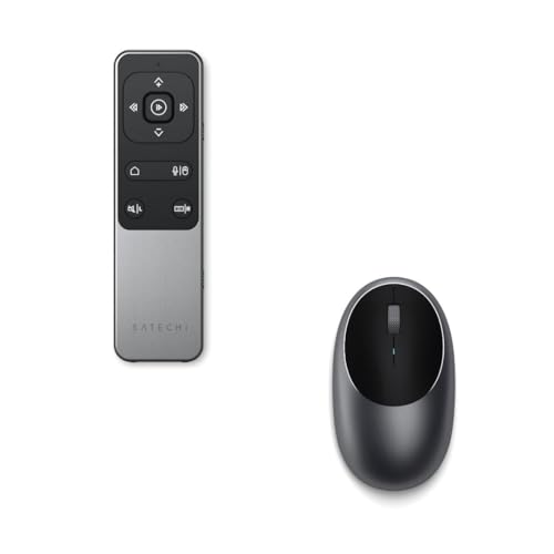 Satechi R2 Multimedia Remote Control & M1 Wireless Bluetooth Mouse, USB-C Rechargeable, Compact & Portable, for iPad Air, iPad Pro, MacBook Pro, MacBook Air