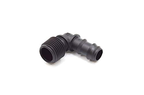 S&M 543890 Threaded Elbow 16mm x 1/2" Drip Irrigation, Black, Klein