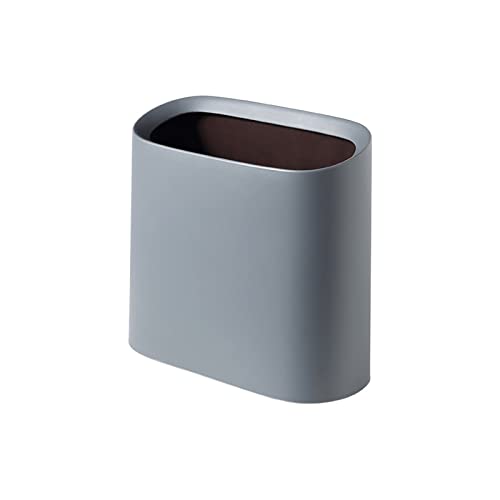 Poubelle à fente ovale en plastique gris pour bureau et cuisine