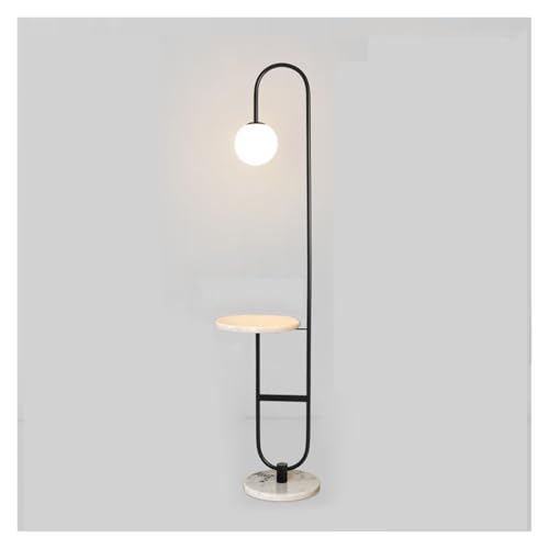 Lámpara de pie LED negra tipo arco para salón y mesita de noche con cargador USB integrado