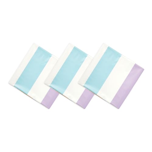 Image of BLUE PANDA 3-Pack Pastel Striped Party Tablecloths - 54 x 108 Inch Rectangular - Disposable Plastic Table Covers for Ice Cream Party Decorations & Kids Birthday Photo Backdrop
