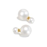Surrounded Forest Double Sided Ball Earrings for Women Front and Back Pearl Stud Earrings