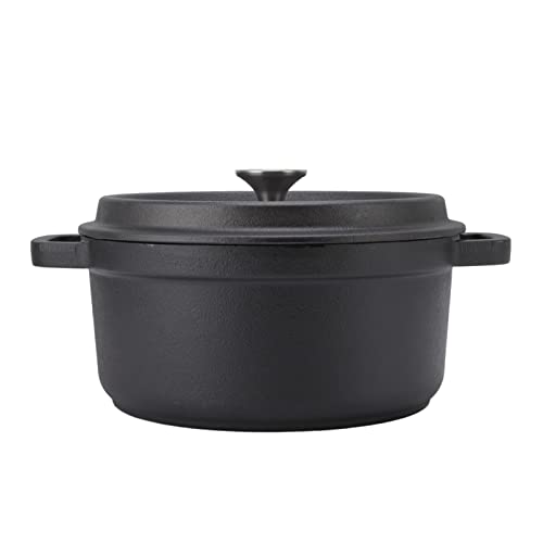 Cacerola de hierro fundido 30x24x15 cm - olla holandesa sin esmaltar con doble asa para guisos, asados y frituras - cocina tradicional para inducción y horno, ideal para famili